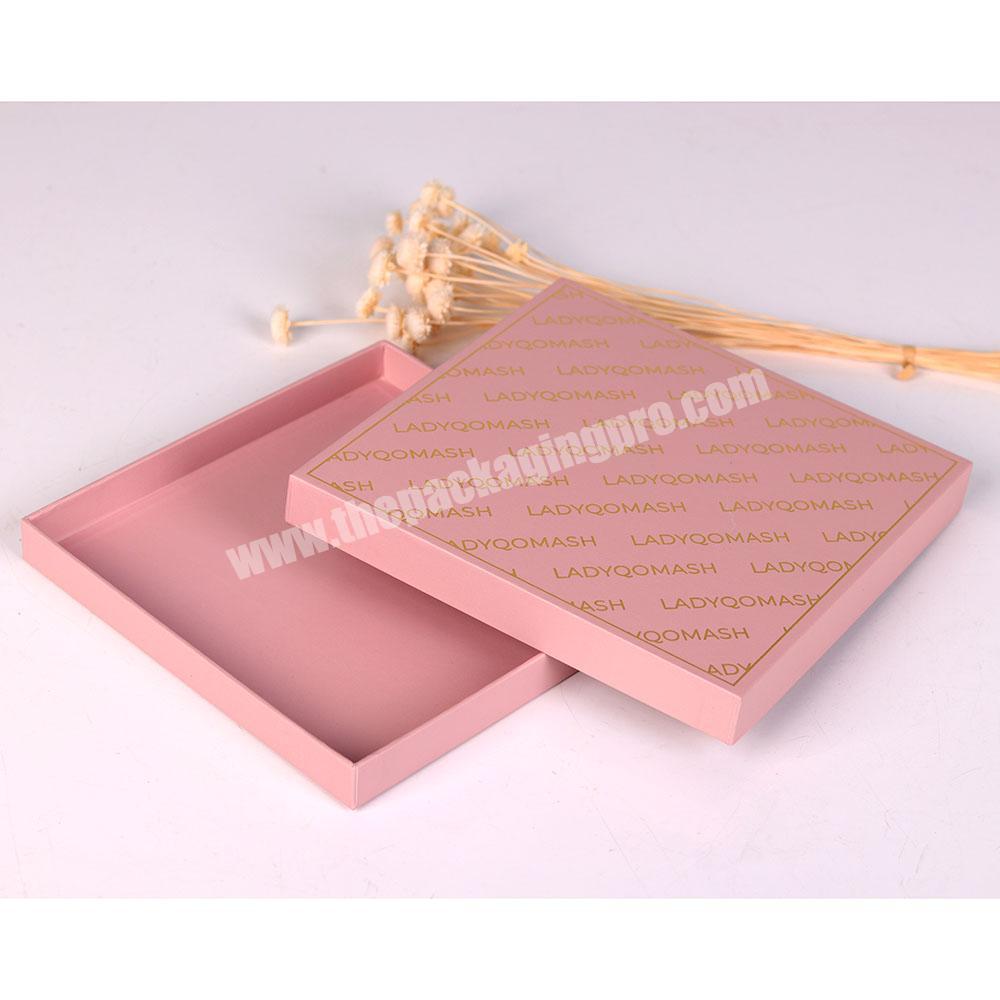 High Quality golden logo base and lid Gift Packaging Box Custom Logo pink eyelash box packaging
