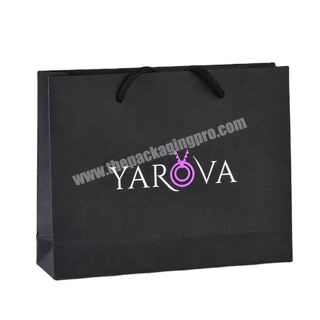 High end quality custom luxury black paper bag small jewelry paper shopping bag