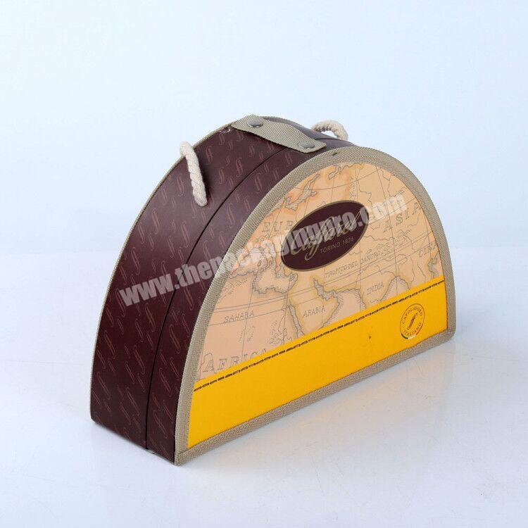 High-end semicircular shape fancy paper chocolate bar packaging  gift box with rope handle
