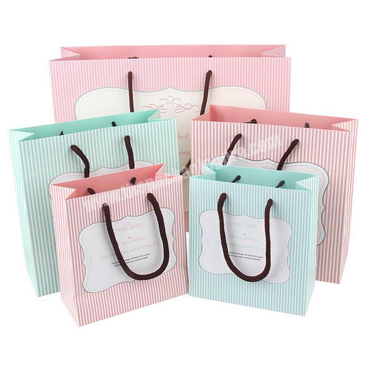 High quality custom print art card jewelry color cosmetic paper birthday gift packaging shopping bag logo with rope handle