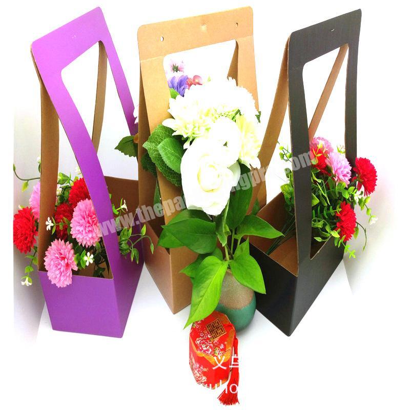 High quality customized kraft/card paper gift box packaging flower box with handle