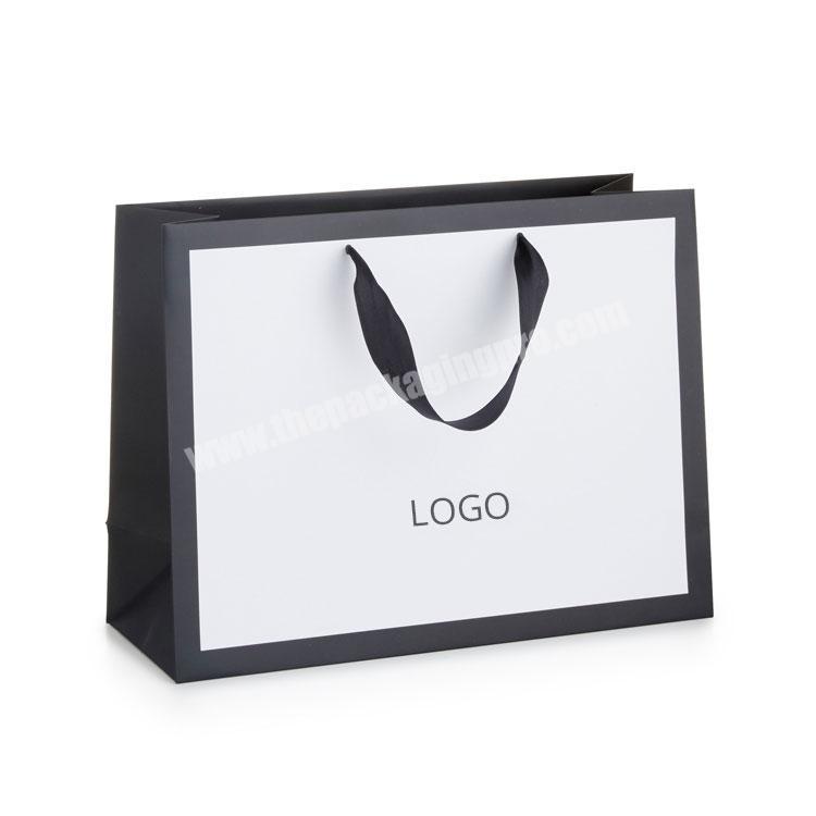 High quality private logo customized size gold stamping white dress promotional paper bag for gift package