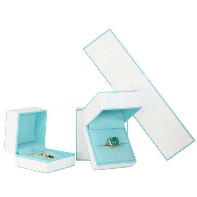 Hot Sale Wholesale Luxury Custom Logo Light Blue And White Ring Luxury Jewelry Box