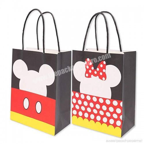 Hot Sales Black Cartoon Mickey Mouse Paper Bag Kids Favorite Birthday Toys Gift Packaging Bag