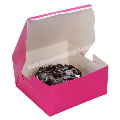 Hot Sales Custom Dark Pink Cardboard Cake Packaging Donut Paper Box For Pie Food