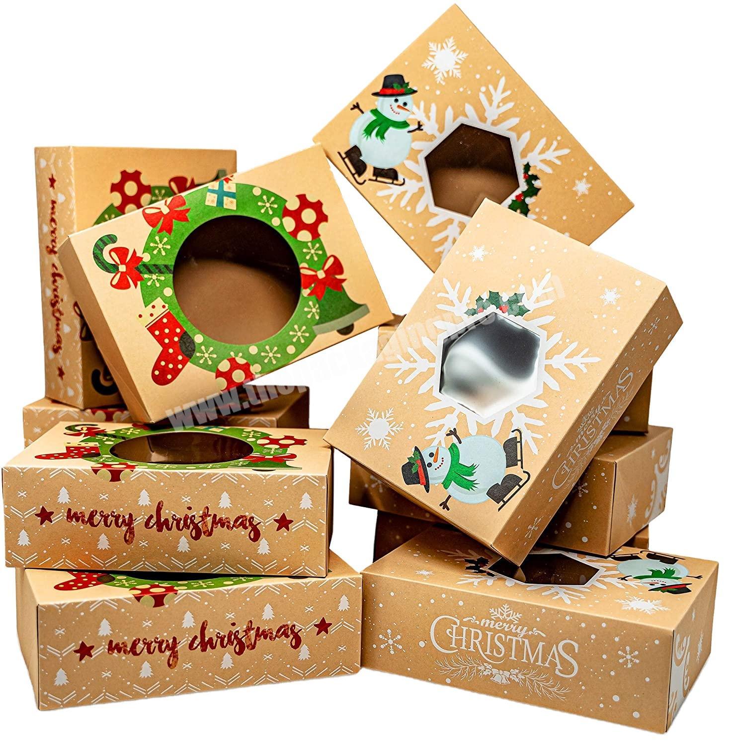 Hot Sales Recycled Kraft Paper Merry Christmas Sweet Gift Cookie Box For Kids Favor