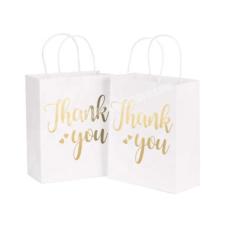 Hot foil stamp white kraft paper thank you carrier bags