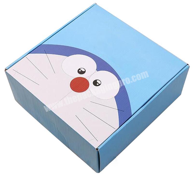 Hot sales blue doraemon cartoon printed mailer paper box kids toy shipping box