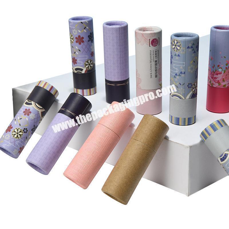 Empty paper lipstick tube cosmetic containers recycled cardboard packaging tube for lip balm
