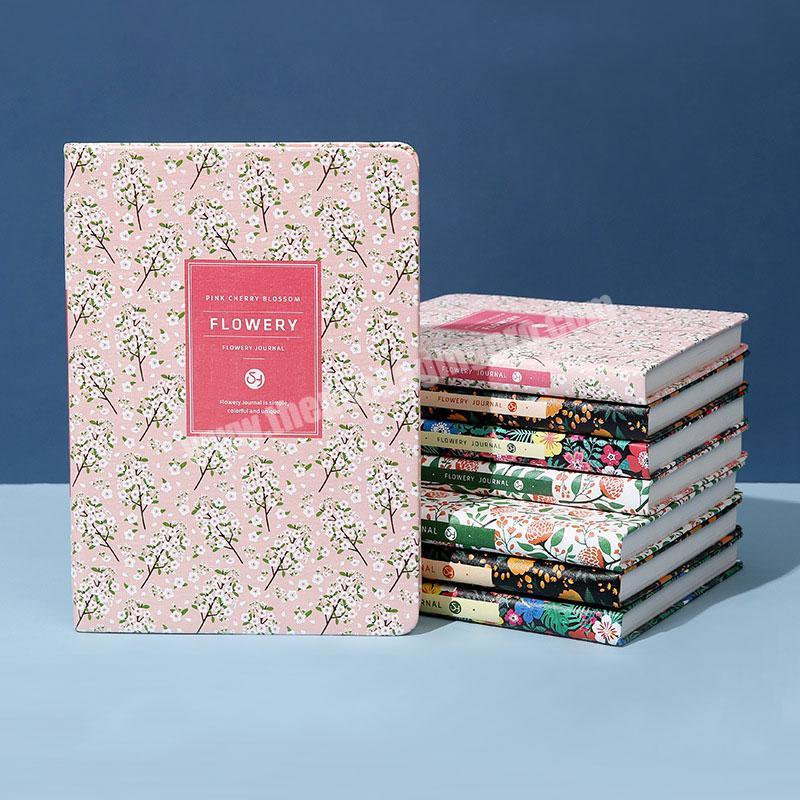Japanese creative portable flower students hardcover pu leather notebook