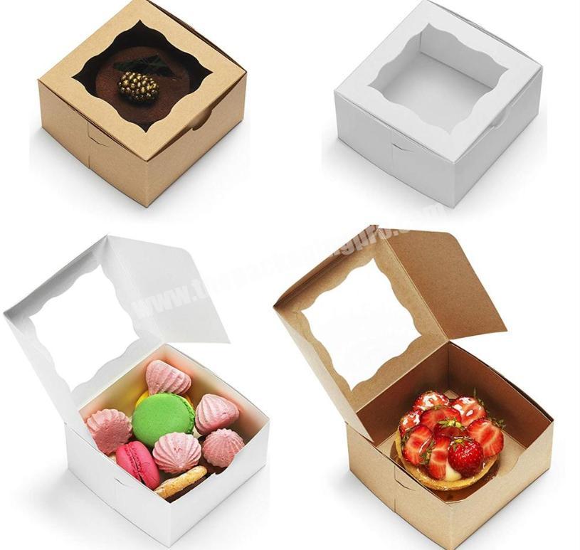 Kraft Ivory Bakery Boxes with Window Cake box PVC Transparent Window  Beautiful Cake box Food Packaging