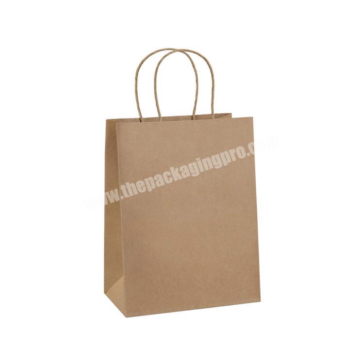 Kraft Paper Twist Handle Promotional Flat Handle Paper Shopping Packaging Gift Bag