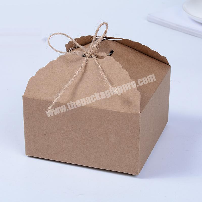 Kraft paper candy gift wedding favor box with hemp rope Custom