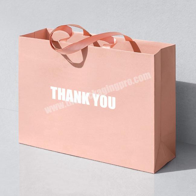 Large Yellow Pink Thank U Thank You Retail Paper Bag For Boutique