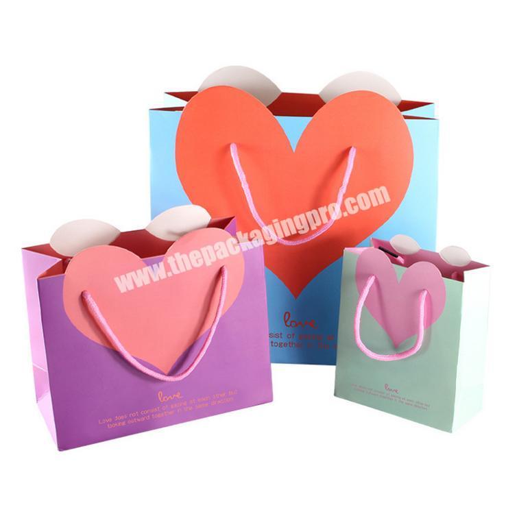 Logo Lovely customised paper shopping christmas thank you small kids pink gift packaging bag wedding jewelry with rope handle