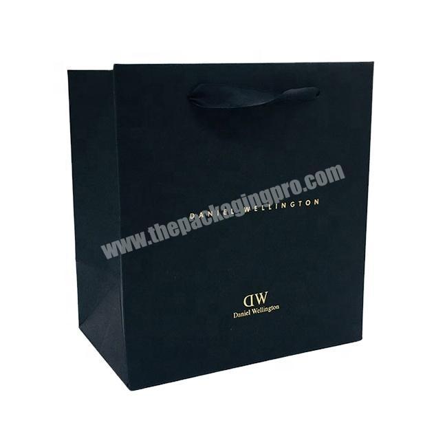 Luxury Black Gift Paper Bag Custom Made Printed Logo Jewelry Packaging Shopping Paper Bags With Ribbon Handles