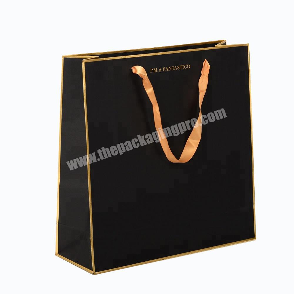 Luxury Custom Brand Name Logo Gold Foil Stamping Paper Shopping Bag sac carton