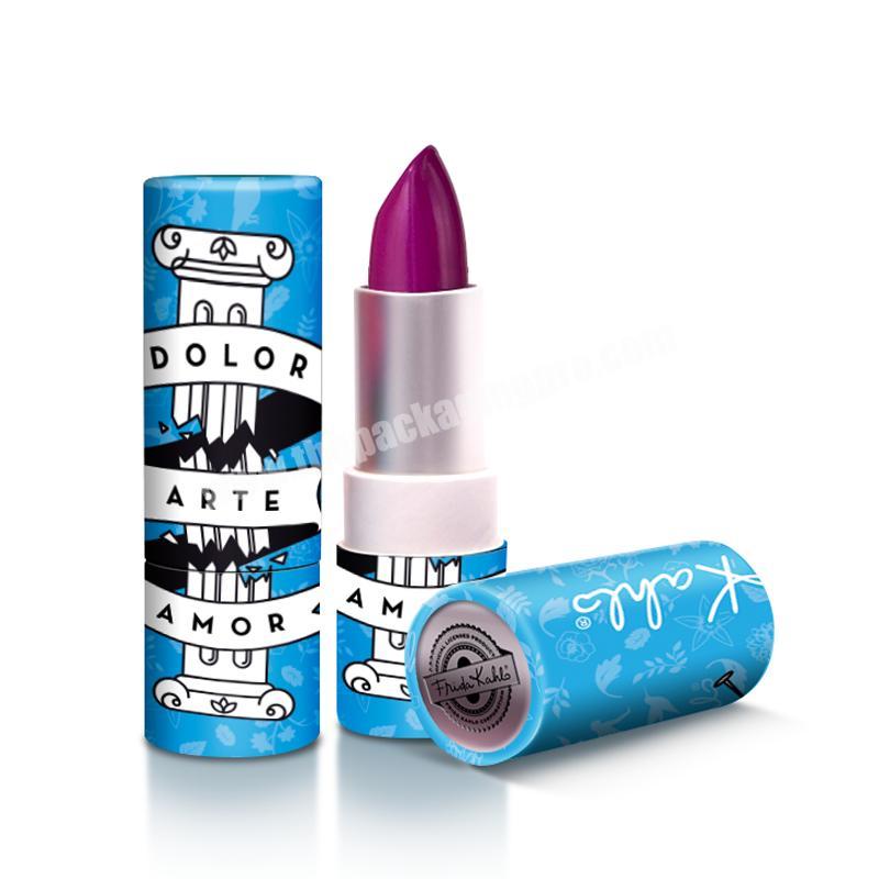 Eco Friendly Custom Made Printed Slim Round Type Lipbalm Paper Lipstick Tube With Small Twist Up Container