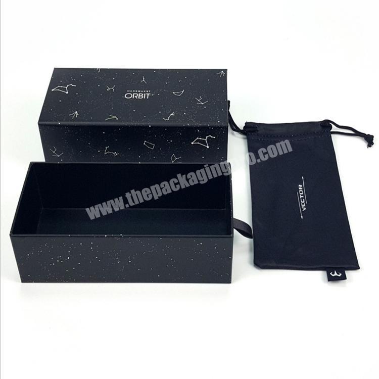 Manufacturer Luxury Custom Logo Black Paper Board Box Sunglasses Packacging Drawer Gift Boxes With Bag