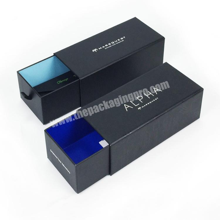 Factory Luxury Custom Logo Black Paper Board Box Sunglasses Packacging Drawer Gift Boxes With Bag
