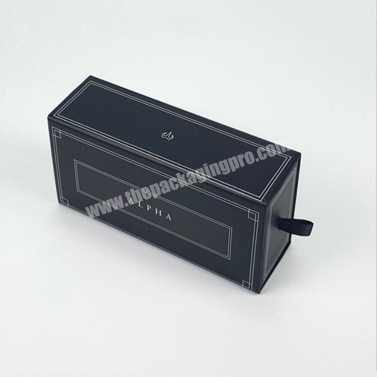 Supplier Luxury Custom Logo Black Paper Board Box Sunglasses Packacging Drawer Gift Boxes With Bag
