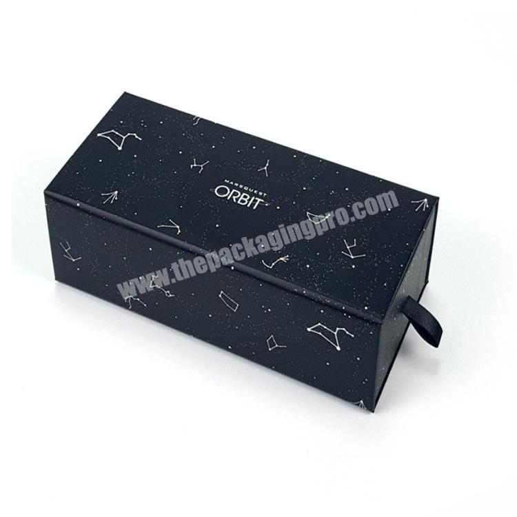 Shop Luxury Custom Logo Black Paper Board Box Sunglasses Packacging Drawer Gift Boxes With Bag