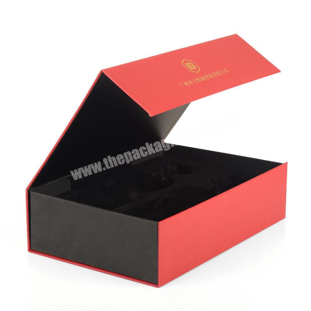 Luxury Custom Paper Rigid Magnet Closure Flap Red Gift Magnetic Box Packaging with magnet