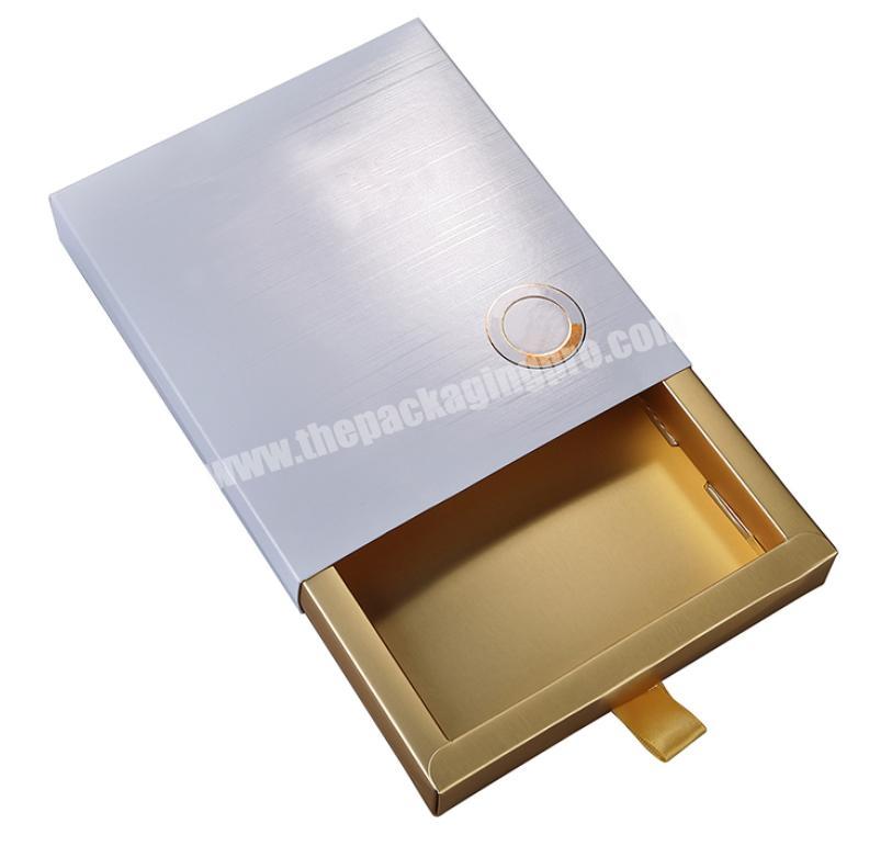Luxury High Quality Cardboard Custom Drawer Gift Box With Ribbon Handle For Skin Care Product Packaging