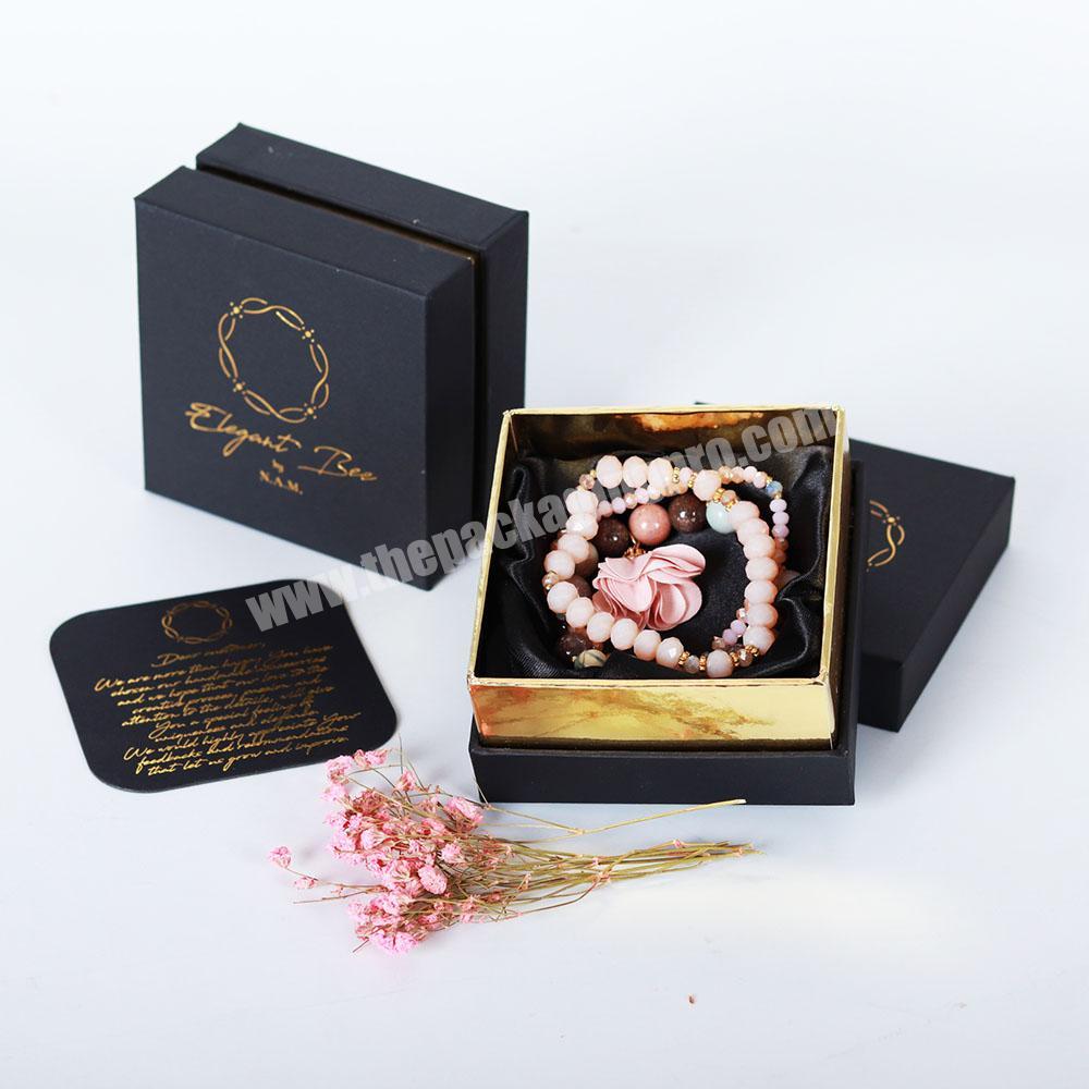 Luxury bracelet gold stamped packaging boxes with satin/sponge insert