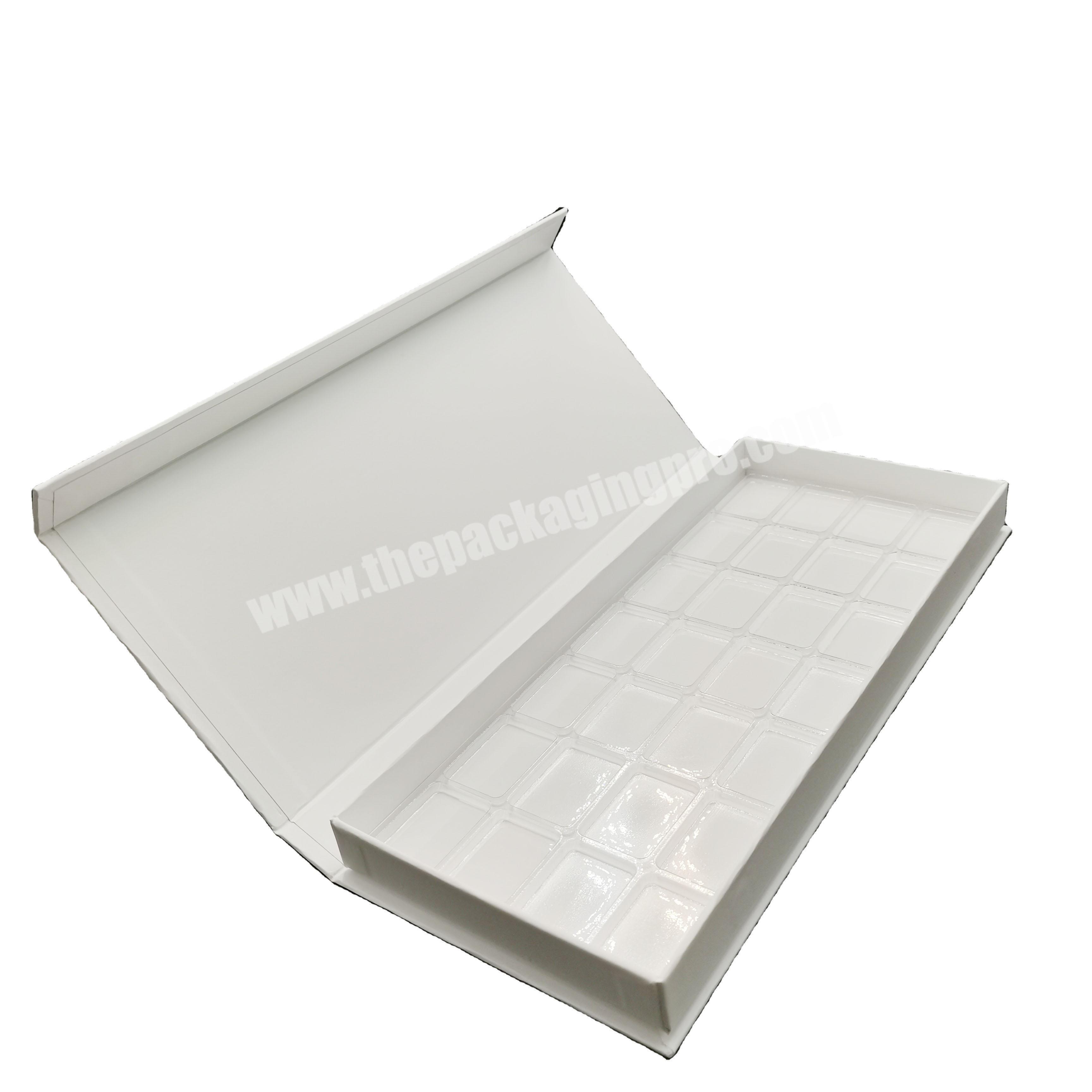 Luxury cardboard magetic book shape white branded design decorative chocolate box with spot UV and silver stamping