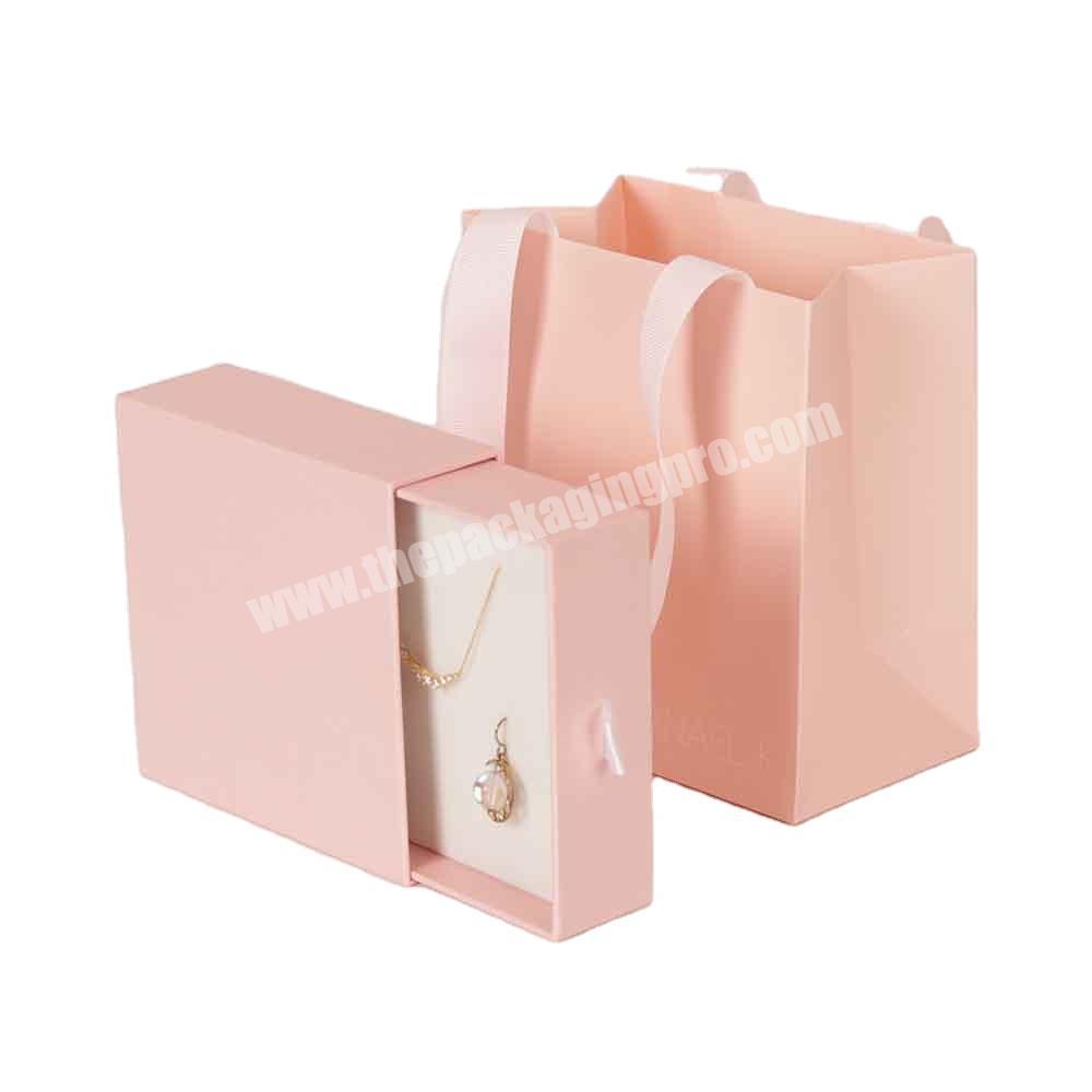 Luxury custom logo paper drawer necklace jewelry bracelet packaging earring jewelry gift set box with bag