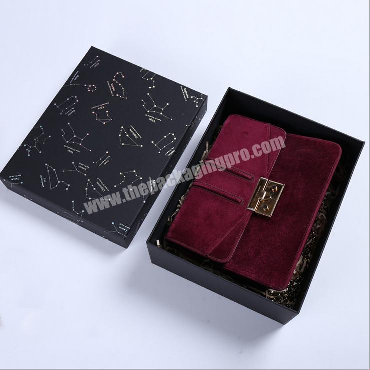 Luxury custom matt black paper 2mm thickness cardboard rigid gift t-shirt clothing wallet packaging box with separate lid