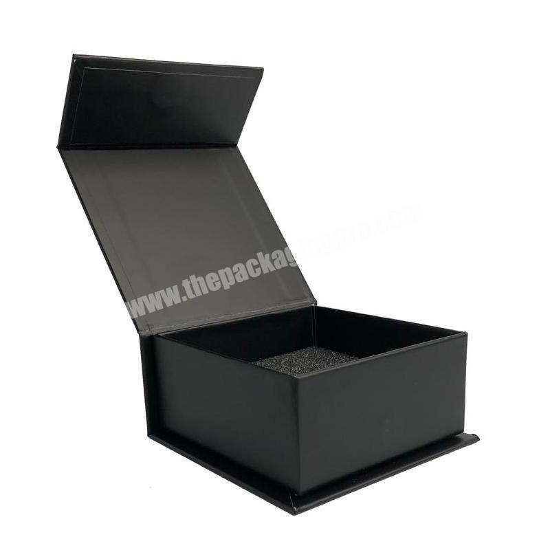 Luxury custom printed recycledblack magnetic closure foldable cardboard paper jewelry gift boxes
