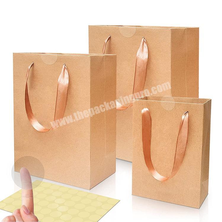 Luxury customized ribbon handle organic brown boutique shopping paper bags