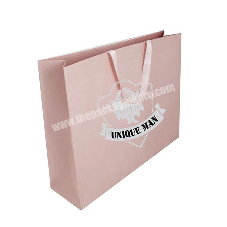 Luxury customized waterproof paper bag with ribbon customer logo and handles