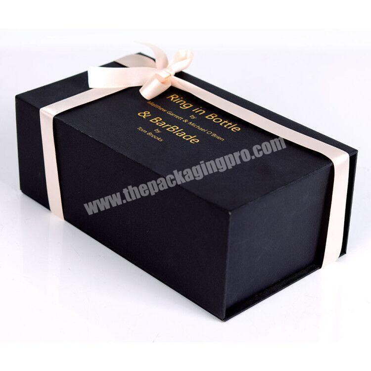 Luxury eco custom made black magnetic paper gift boxes with inserts