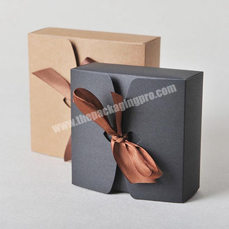 Luxury recycle wedding favor baby shower party Kraft gift boxes manufacturer with ribbon