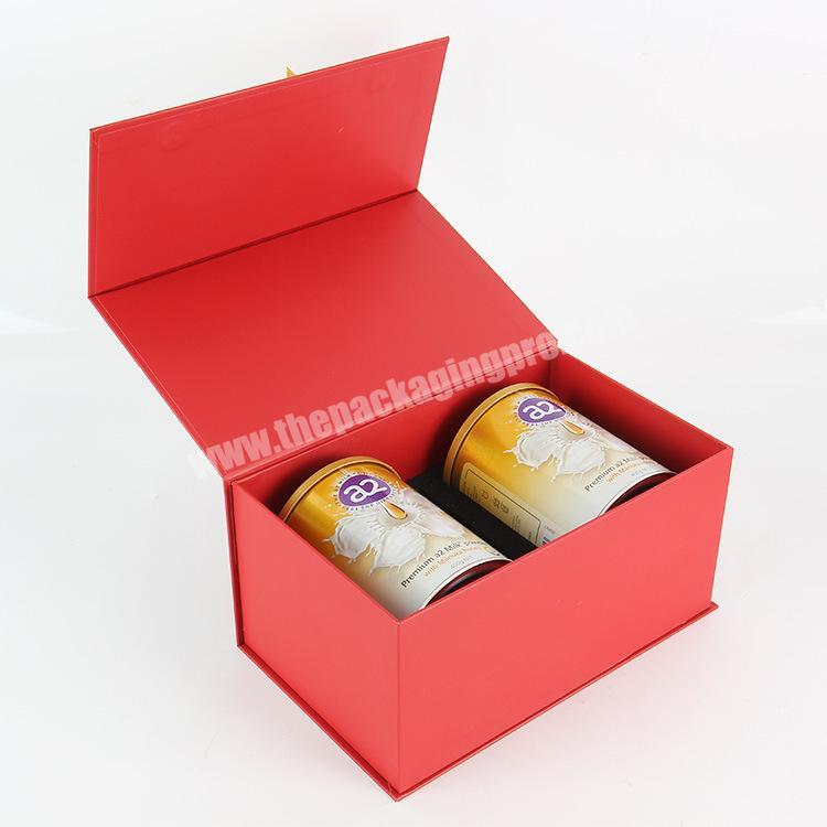 Luxury red colorful design printed joinable gift clothing packaging boxes for honey bottle with insert eva
