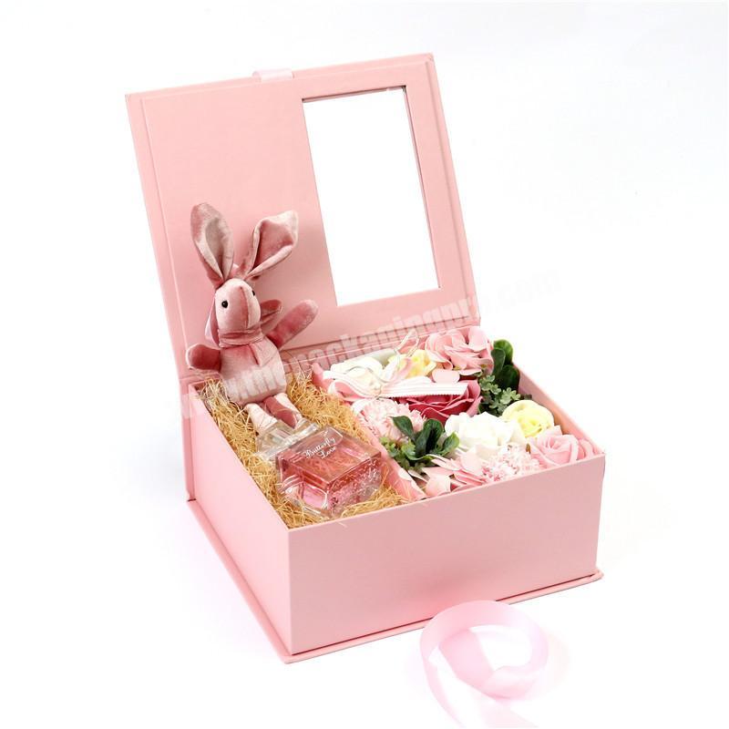 Magnetic Folding Custom Printed Christmas Soap Flower Cardboard Paper Packaging Gift Box With Ribbon Closure