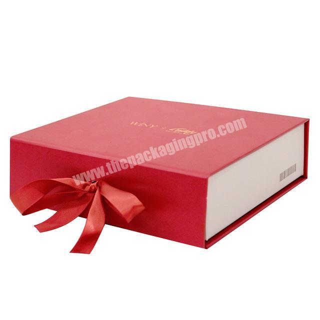 Factory Magnetic Folding Gift Packaging Box Drawer Boxes Insert Morden Style Red with 2 Small Paper Board Paperboard Recyclable YYDB-001