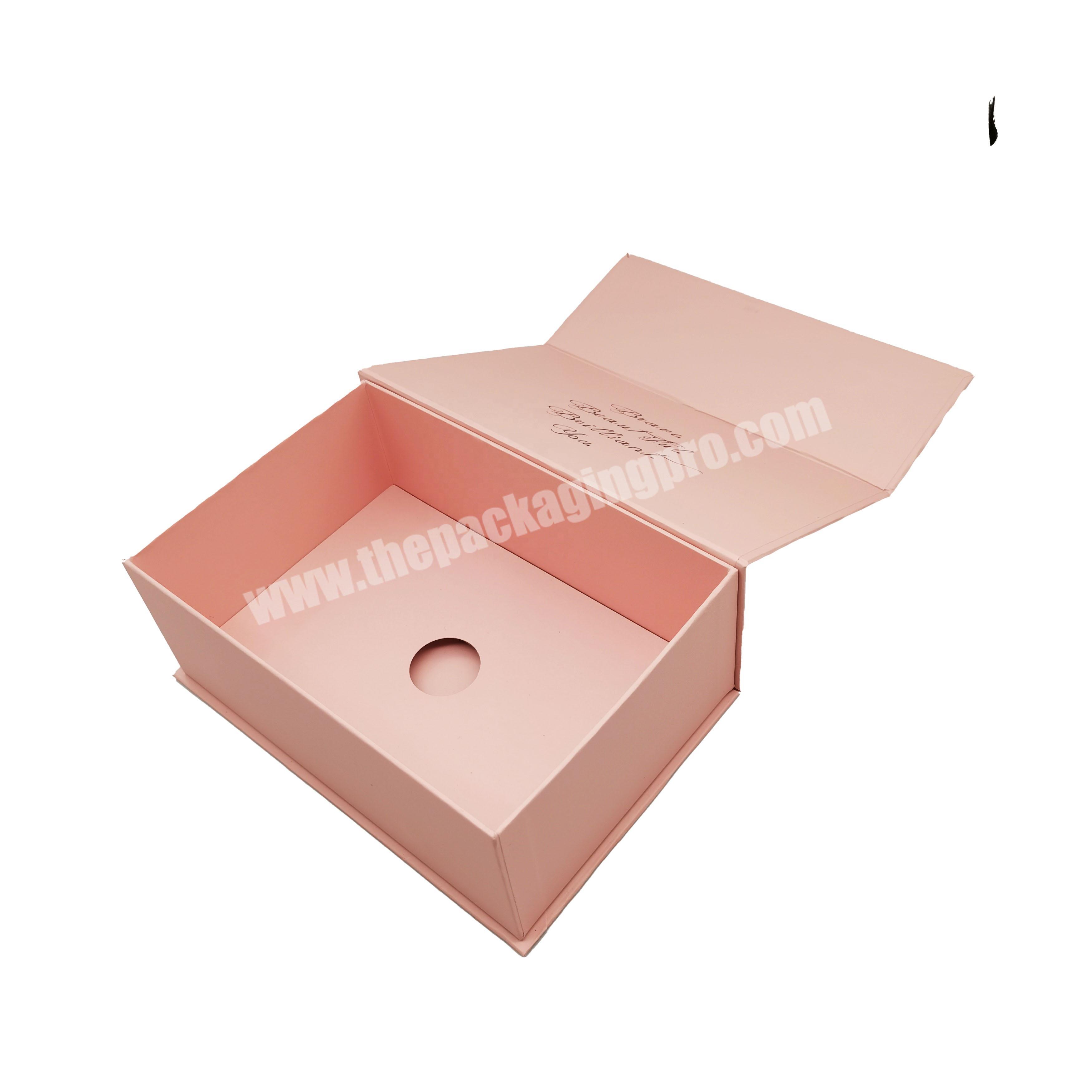 custom logo pink magnetic cosmetic folding gift packaging paper craft box