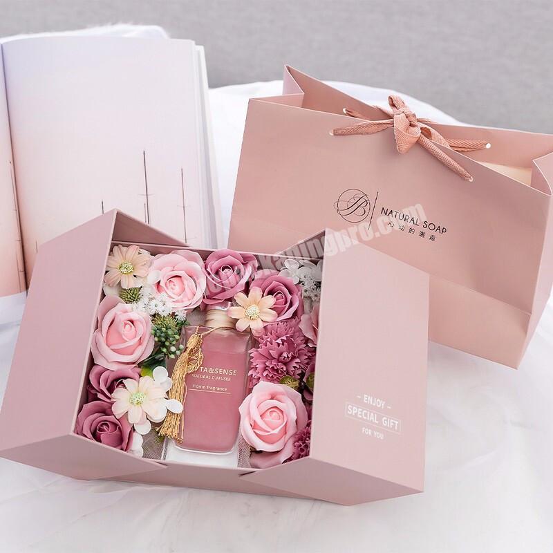 Manufacturer Lovely Pretty Art Paper Two Door Double Open Custom Flower Gift Box Packaging Printing With Logo