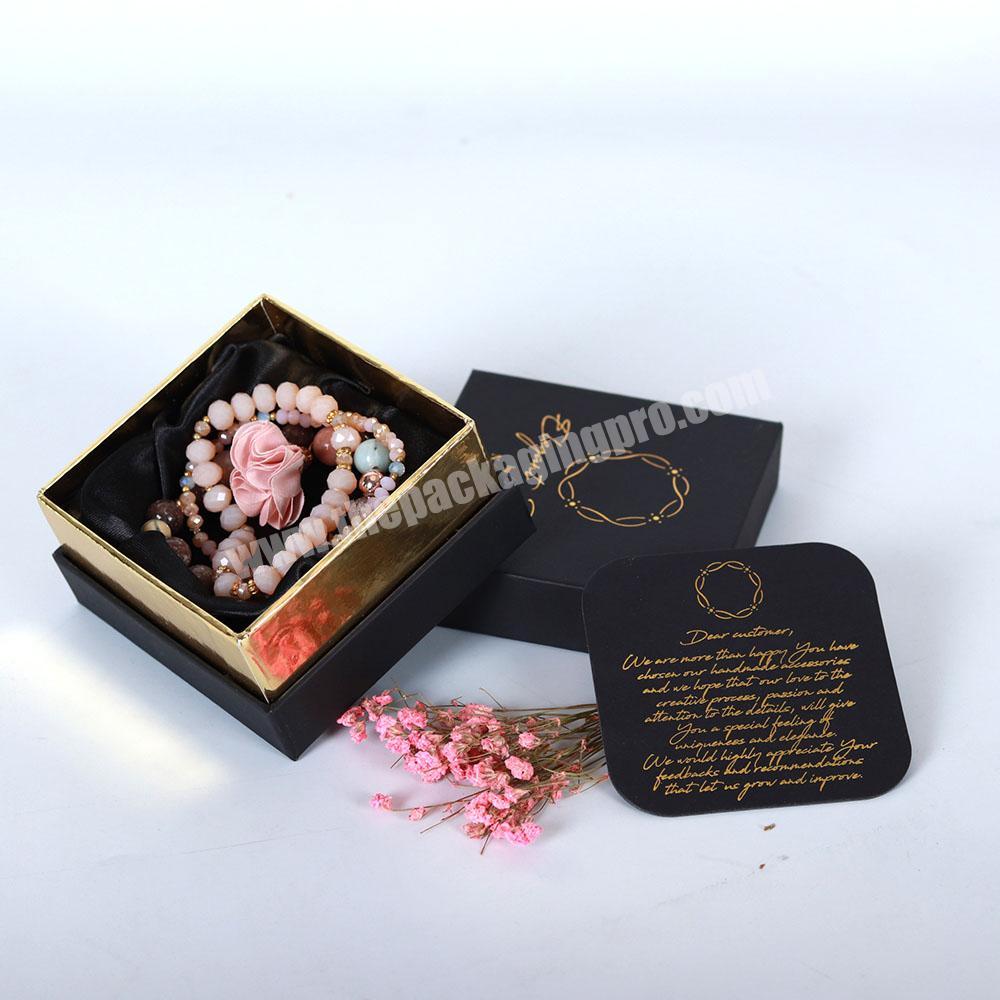 Manufacturer custom logo hot stamping luxury paper packaging jewelry box & microfiber jewelry pouch