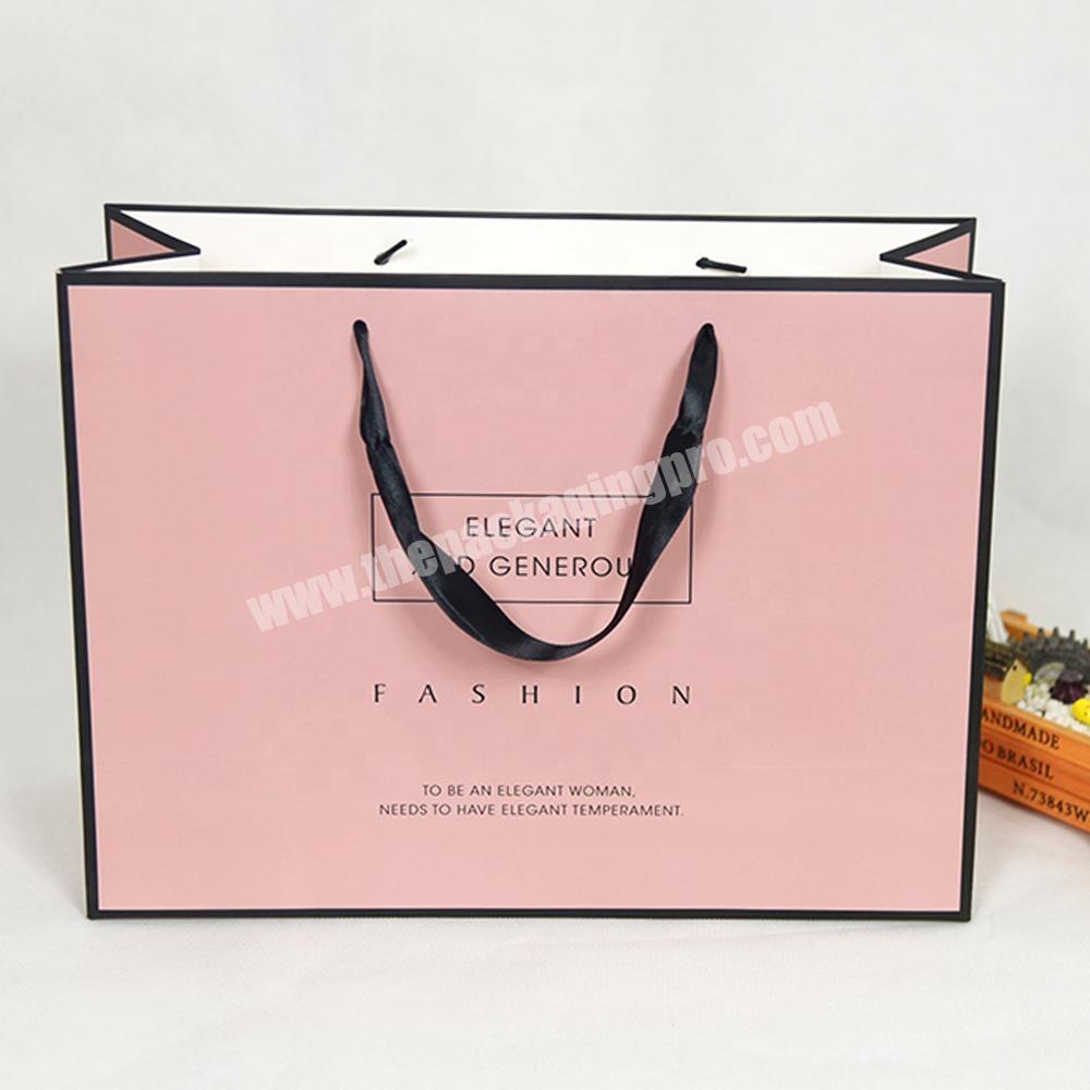 Matte Cardboard Pink Shopping Paper Bag with Logo Printed