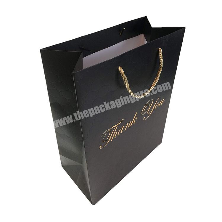 Modern Luxury Premium Quality Large Thank You Paper Gift Bags with Handles for Boutique