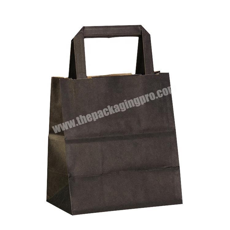 Natural Black Kraft Flat Handle Paper Shopping Bags
