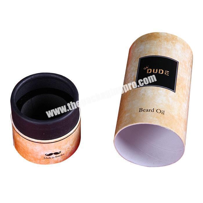 Round Cardboard Perfume Bottles Design Special Gold Paper Protective Paper Tube Cylinder Packaging with EVA Insert Customized