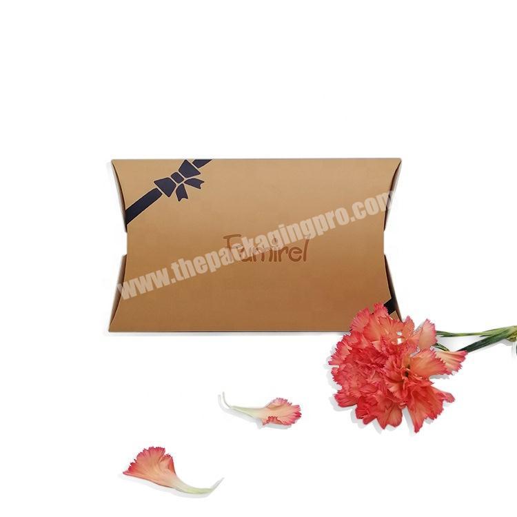 New Design Custom Logo  Kraft Paper Box Hot Sale Pillow Box Packaging