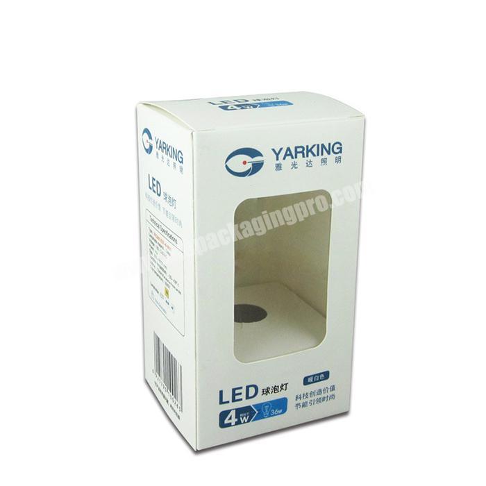 New design high quality light bulb box packaging custom printing led bulb box with PVC window