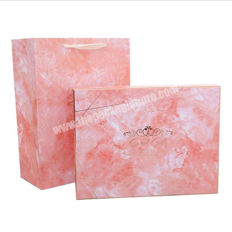 New product custom handmade small luxury wedding paper mug desert  pink gift box with paper bag
